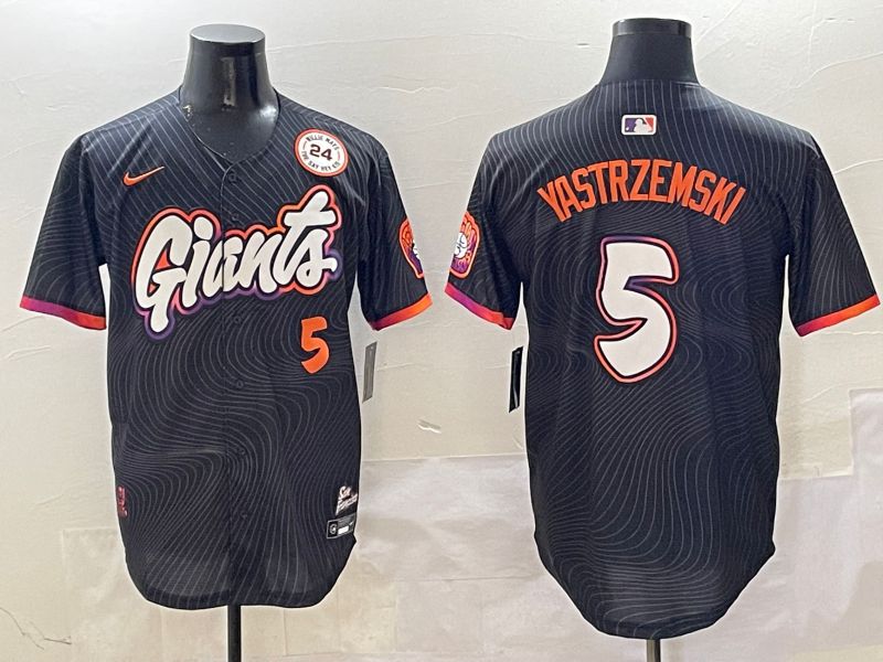 Men San Francisco Giants #5 Yastrzemski Black Second generation Joint Name Nike 2025 MLB Jersey style 12